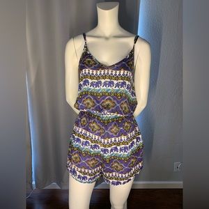 Spaghetti strap elephant short jumpsuit